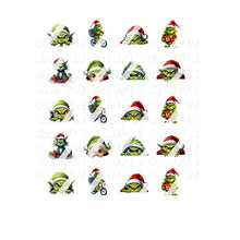 Load image into Gallery viewer, Christmas Green Gnomes Nail Art Decals - Waterslide Nail Decals