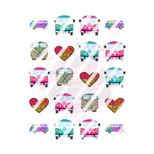 Load image into Gallery viewer, 1960's Retro Hippie Peace Love Nail Art Decals - Design #2