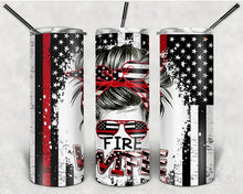 Load image into Gallery viewer, Fire Wife Mom Bun Hair Tumbler