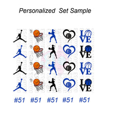 Load image into Gallery viewer, Basketball Nail Art Decals or Personalized Basketball Nail Art Decals