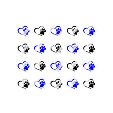 Load image into Gallery viewer, Dog Heart Paw Prints Nail Art Decals - Waterslide Nail Decals