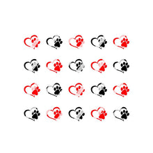 Load image into Gallery viewer, Dog Heart Paw Prints Nail Art Decals - Waterslide Nail Decals