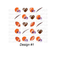 Load image into Gallery viewer, Football Orange & Purple Nail Art Decals - Waterslide Nail Decals