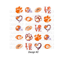 Load image into Gallery viewer, Football Orange & Purple Nail Art Decals - Waterslide Nail Decals