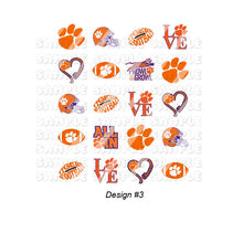 Load image into Gallery viewer, Football Orange & Purple Nail Art Decals - Waterslide Nail Decals