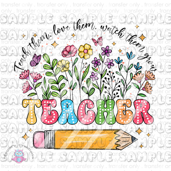 Teacher Wildflowers, Teacher, School, To Press Sublimation Transfer