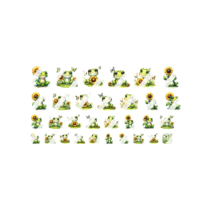 Sunflower Butterfly Frog Fall Nail Art Decals - Waterslide Nail Decals