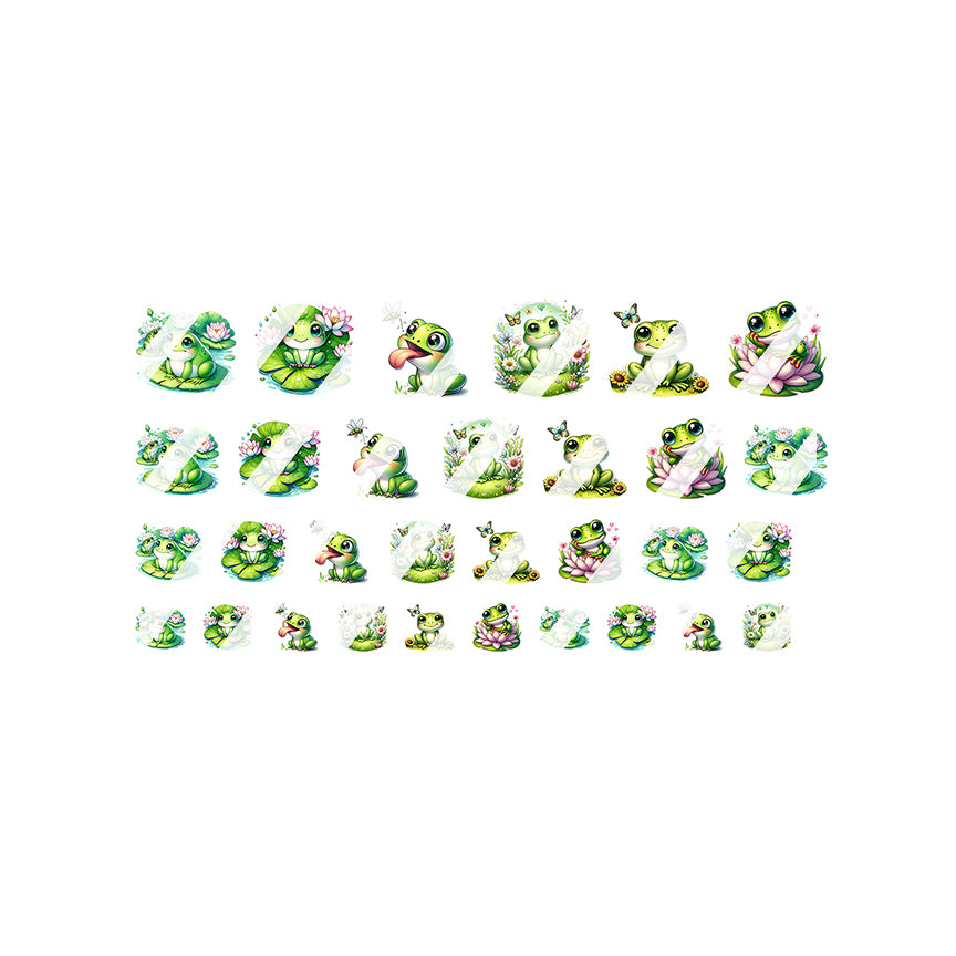 Butterfly Lily pad Frog Fall Nail Art Decals - Waterslide Nail Decals