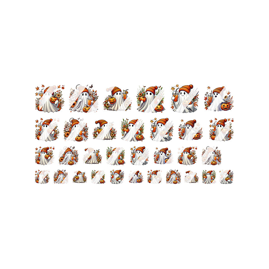 Halloween Fall Ghost Ghouls Nail Art Decals - Waterslide Nail Decals -  Design #1