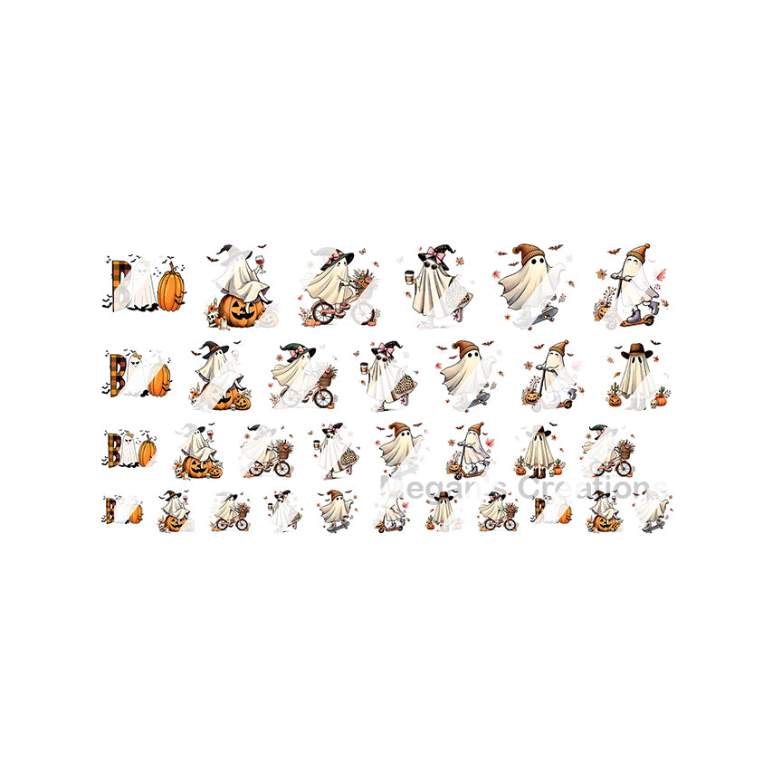 Halloween Fall Ghost Nail Art Decals - Waterslide Nail Decals - Design #2