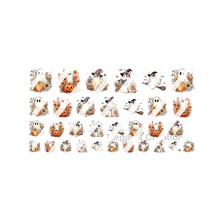 Halloween Fall Spooks Ghost Nail Art Decals - Waterslide Nail Decals -  Design #3