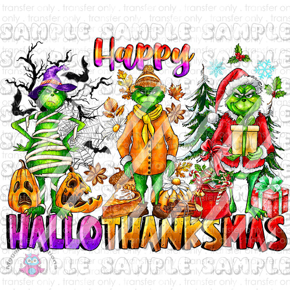 Happy Hallothanksmas Ready To Press Sublimation Transfer (Copy)