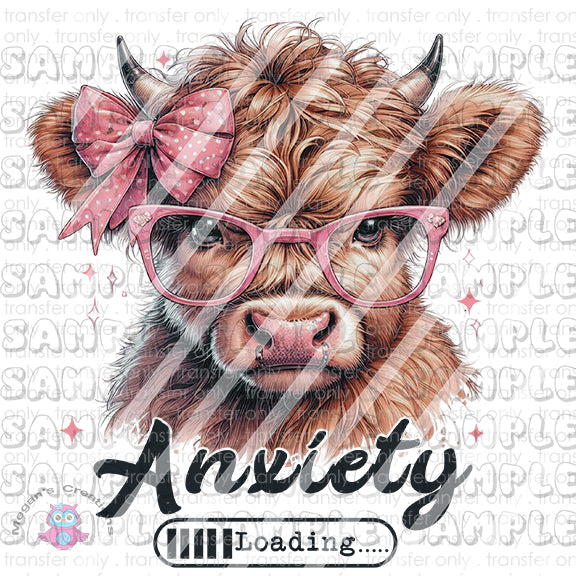 Highland Cow Anxiety Loading Ready To Press Sublimation Transfer