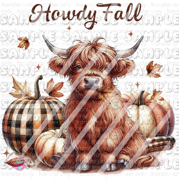 Highland Cow Howdy Fall Ready To Press Sublimation Transfer