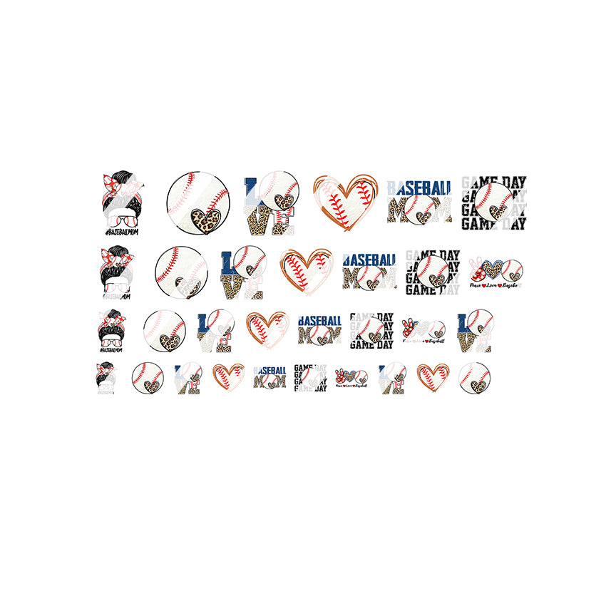 Baseball Mom Nail Art Decals - Waterslide Nail Decals