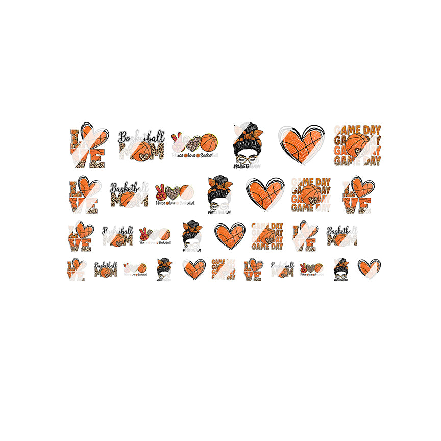 Basketball Mom Nail Art Decals - Waterslide Nail Decals