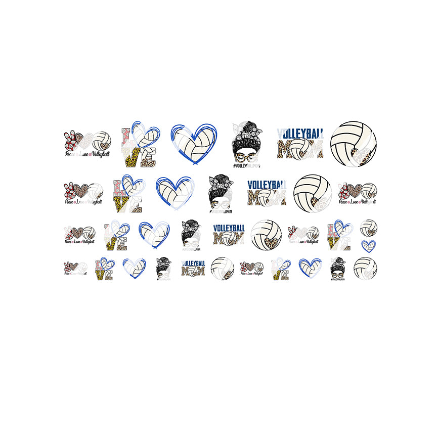 Volleyball Mom Nail Art Decals - Waterslide Nail Decals