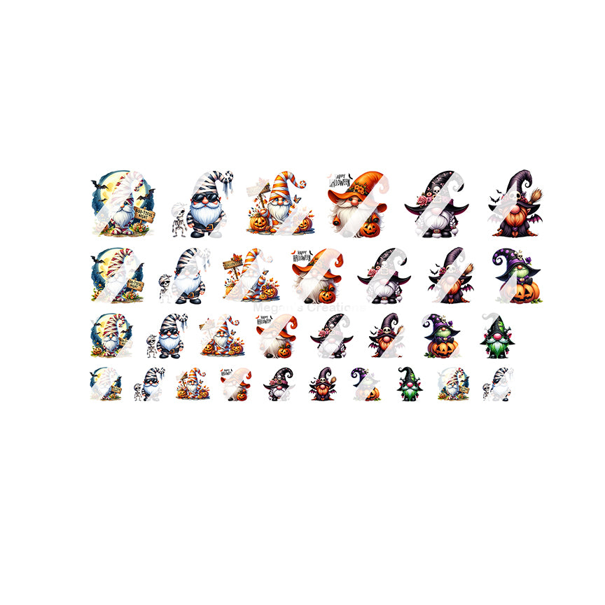 Cute Halloween Gnomes Nail Art Decals - Waterslide Nail Decals -