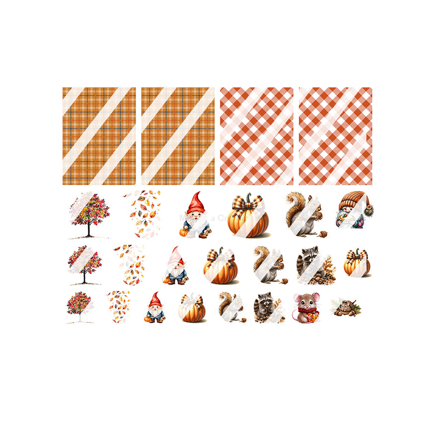 Cute Autumn Fall Mix Nail Art Decals - Waterslide Nail Decals