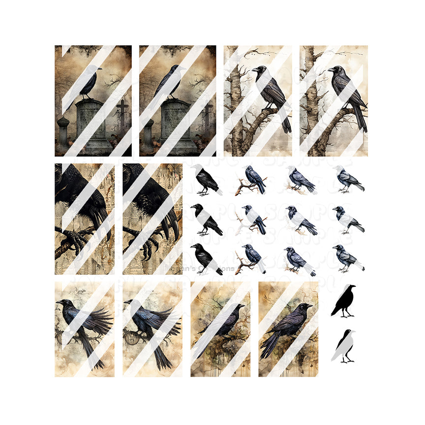 Crows Nail Art Decals - Waterslide Nail Decals