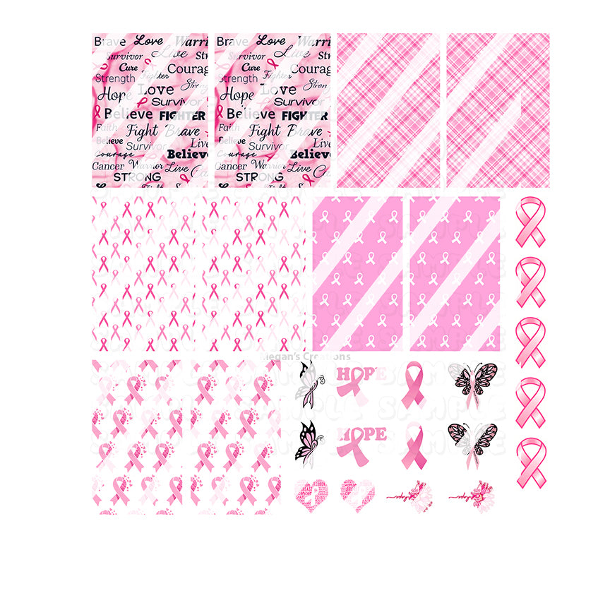 Pink Ribbon Breast Cancer Awareness Nail Art Decals - Waterslide Nail Decals