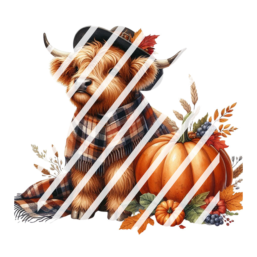 Fall Highland Cow Waterslide Decals -  Ready to Use - Design #2