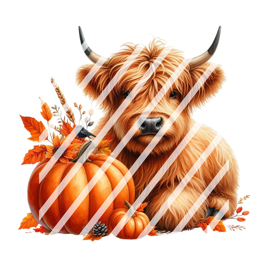 Fall Highland Cow Waterslide Decals -  Ready to Use - Design #3