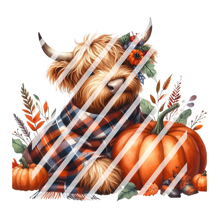 Fall Highland Cow Waterslide Decals -  Ready to Use - Design #5