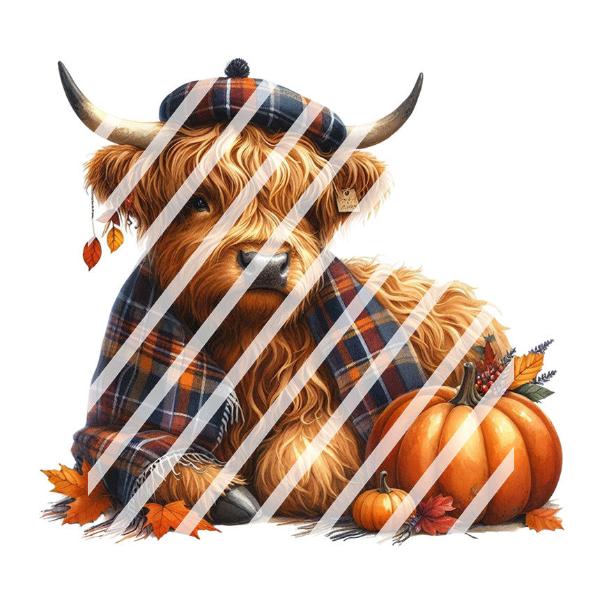 Fall Highland Cow Waterslide Decals -  Ready to Use - Design #6