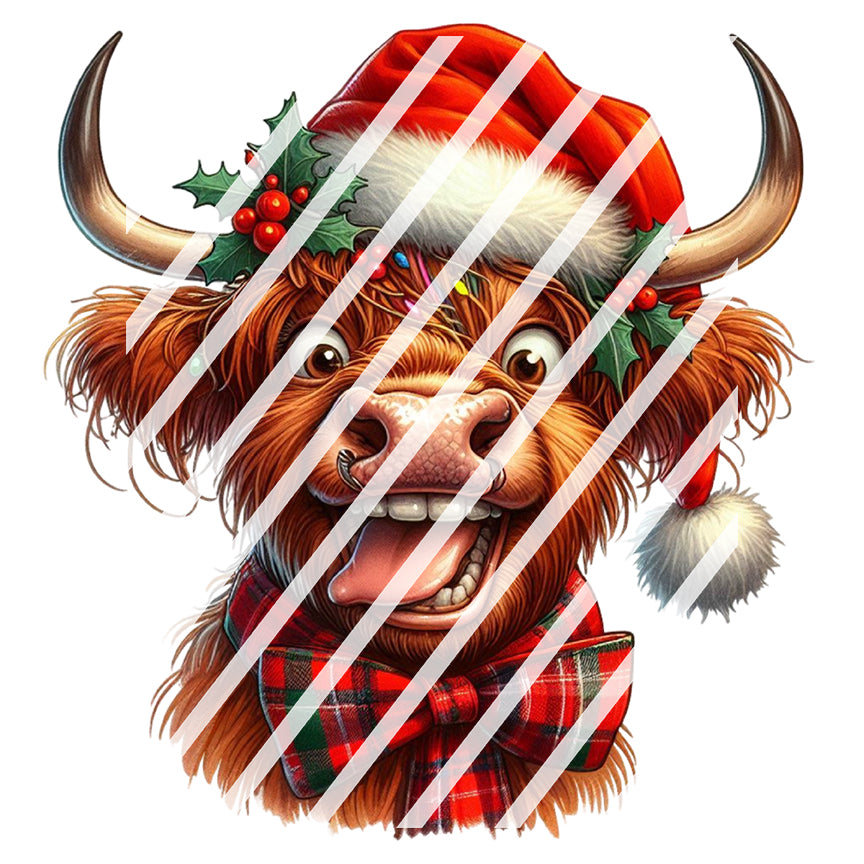 Christmas Highland Cow Waterslide Decals -  Ready to Use - Design #2