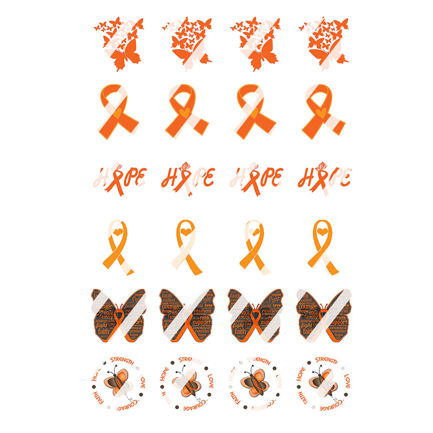 Orange Ribbon Awareness Nail Art Decals - Waterslide Nail Decals