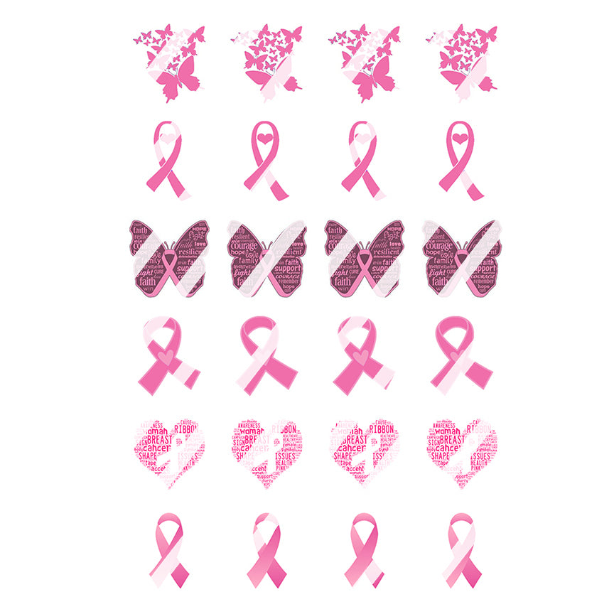Pink Ribbon Awareness Nail Art Decals - Waterslide Nail Decals