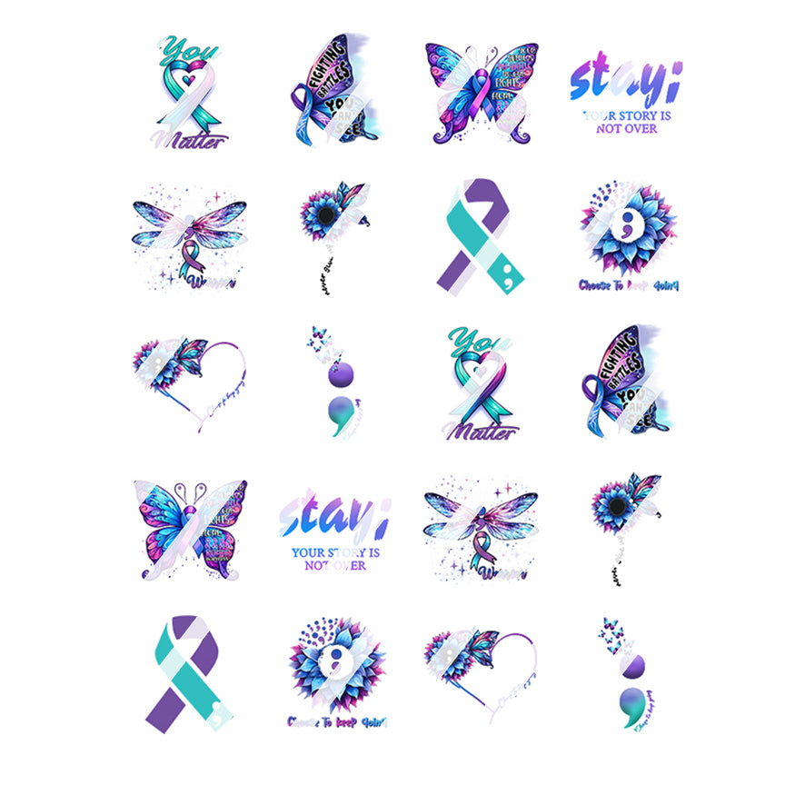 Suicide Awareness Nail Art Decals - Waterslide Nail Decals