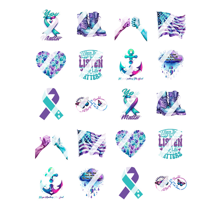 Suicide Awareness Nail Art Decals - Waterslide Nail Decals  - Design #2