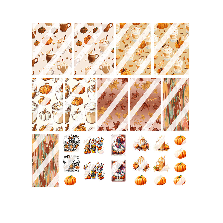 Pumpkin Spice Nail Art Decals - Waterslide Nail Decals