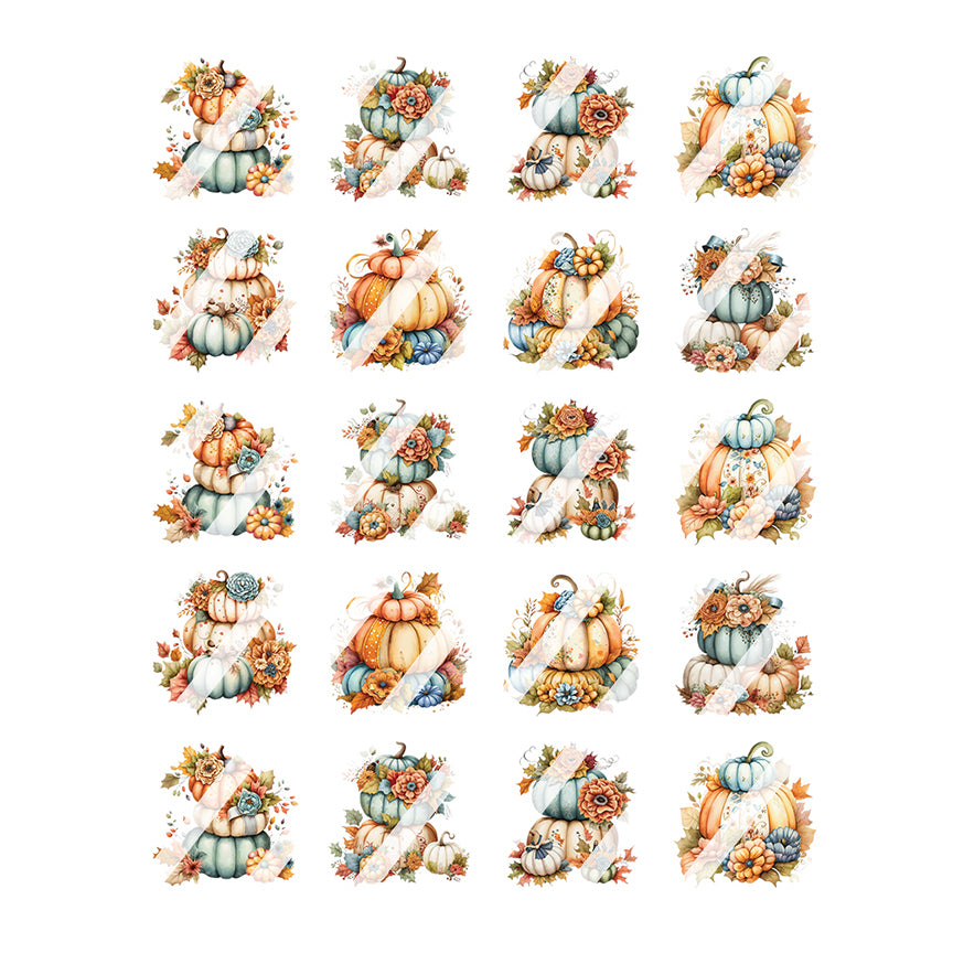 Fall Stacked Pumpkins Nail Art Decals - Waterslide Nail Decals