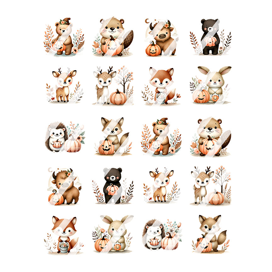 Autumn Woodland Animal  Nail Art Decals - Waterslide Nail Decals