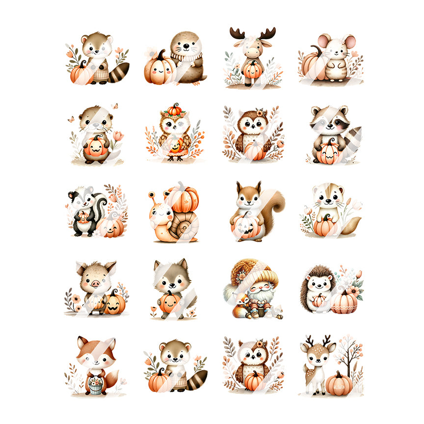 Autumn Woodland Animal  Nail Art Decals - Waterslide Nail Decals -Design #WLA102