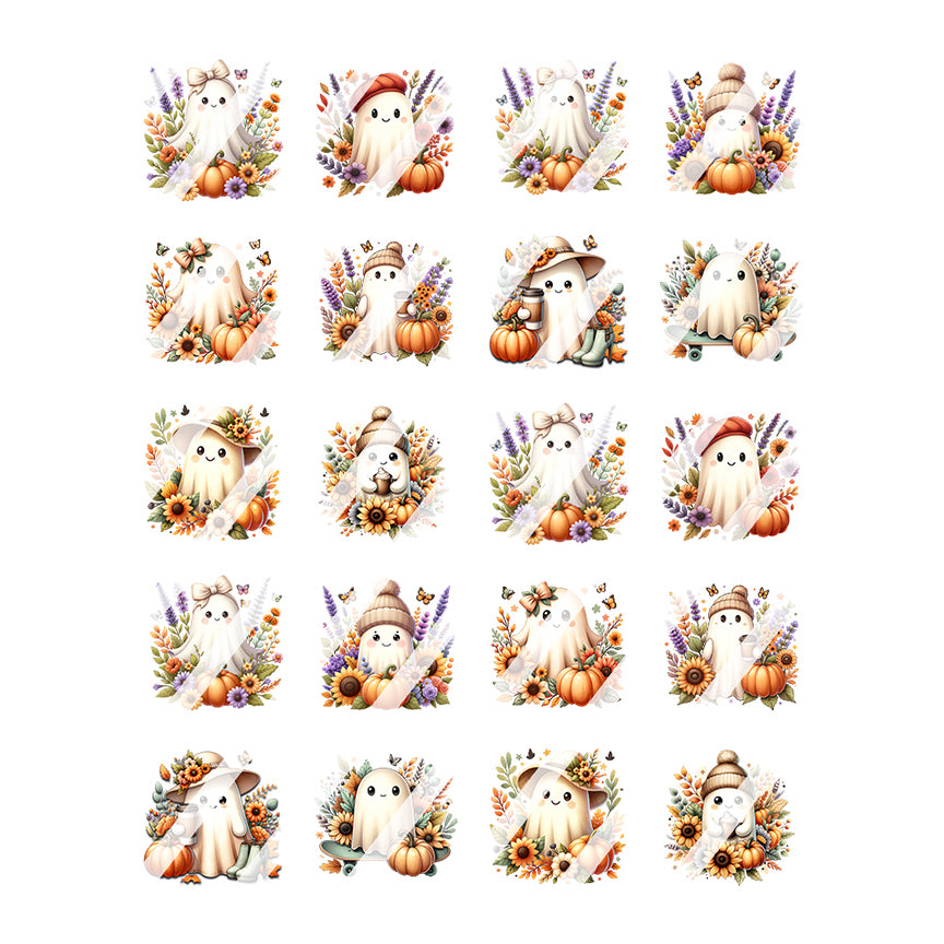 Bougie Fall Ghost Nail Art Decals - Waterslide Nail Decals
