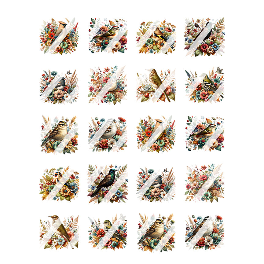 Autumn and Fall Bird Nail Art Decals - Waterslide Nail Decals- Design #2