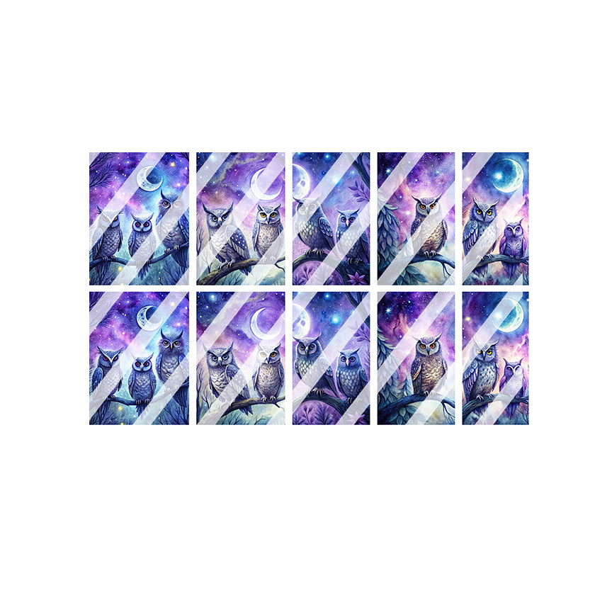 Celestial Owl Wisdom Full Nail Art Decals - Waterslide Nail Decals