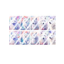 Load image into Gallery viewer, Winter Pastel Fox and Wolf Full Nail Art Decals - Waterslide Nail Decals
