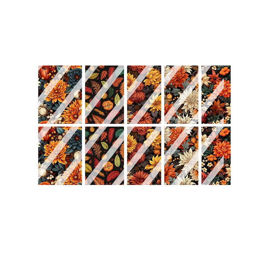 Autumn Flowers Fall Full Nail Art Decals - Waterslide Nail Decals