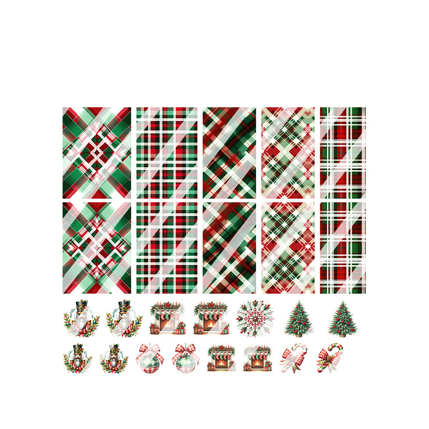 Christmas Plaid Full Nail Art Decals - Waterslide Nail Decals