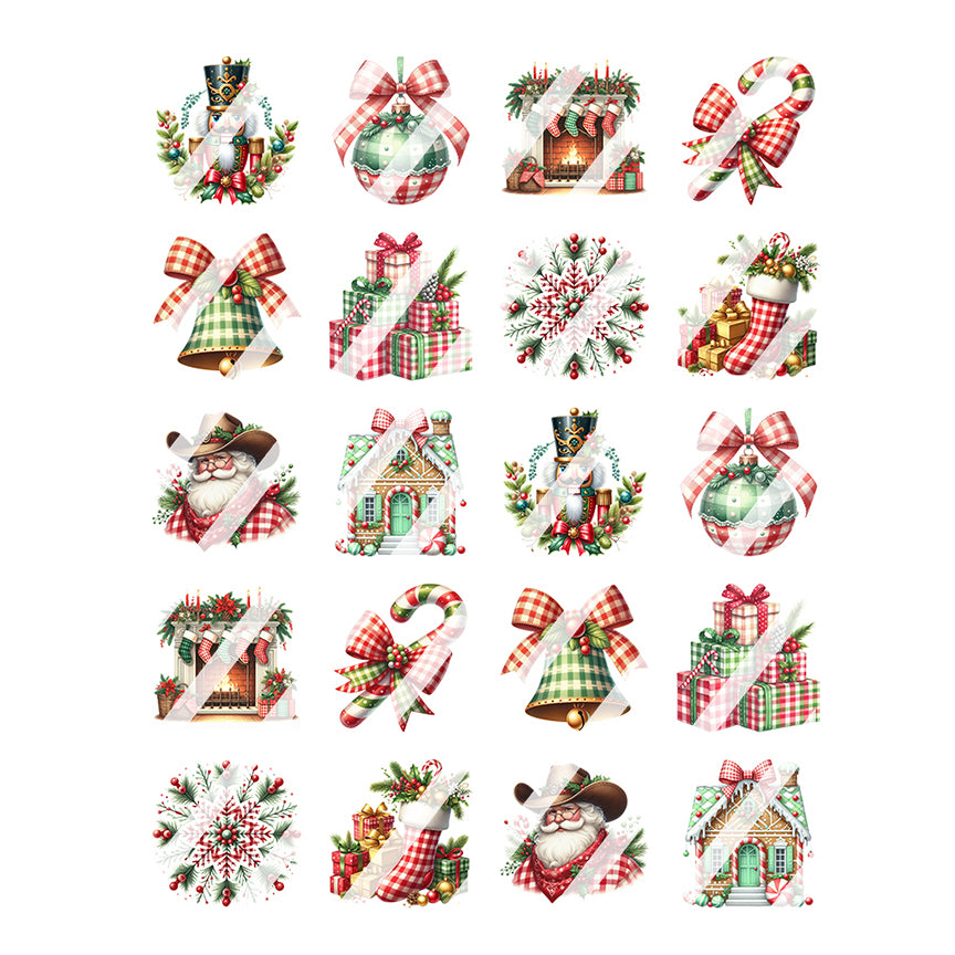 Christmas Plaid Mix Design Nail Art Decals - Waterslide Nail Decals