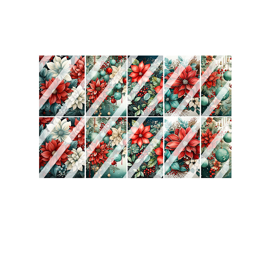Christmas Poinsettia Flowers Christmas  Full Nail Art Decals - Waterslide Nail Decals