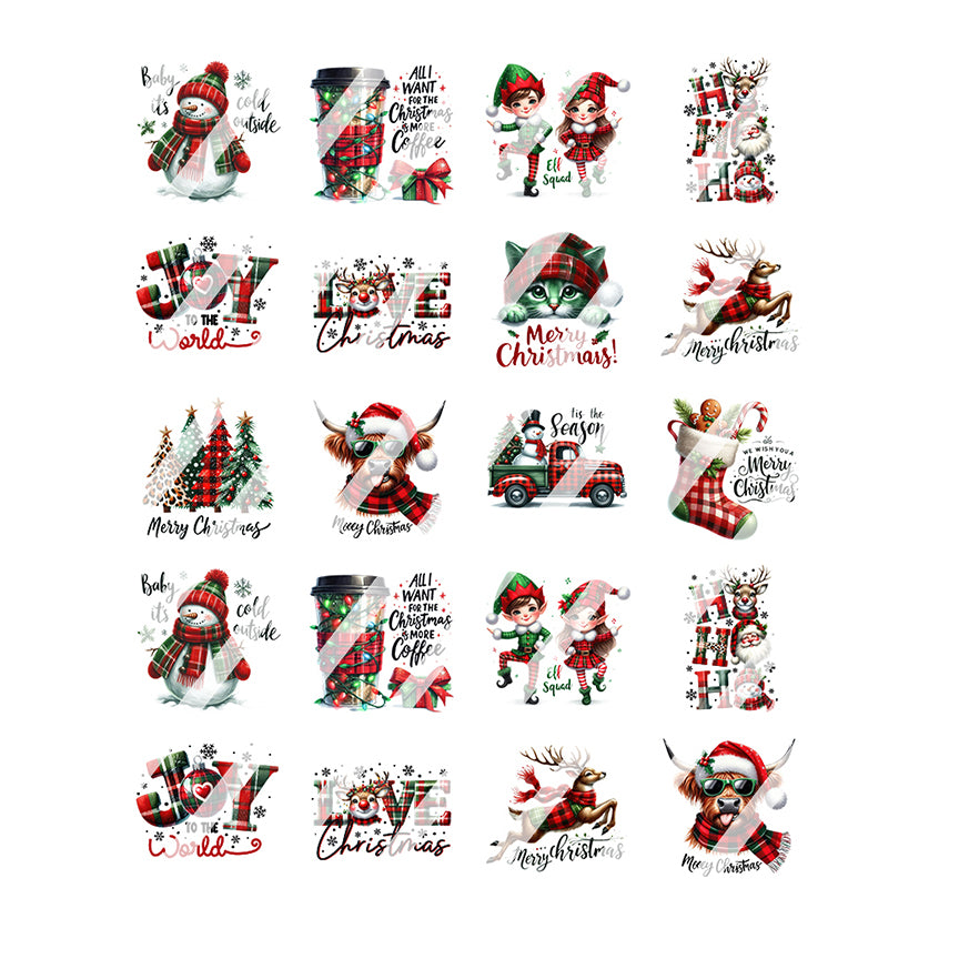 Christmas Plaid Nail Art Decals - Waterslide Nail Decals