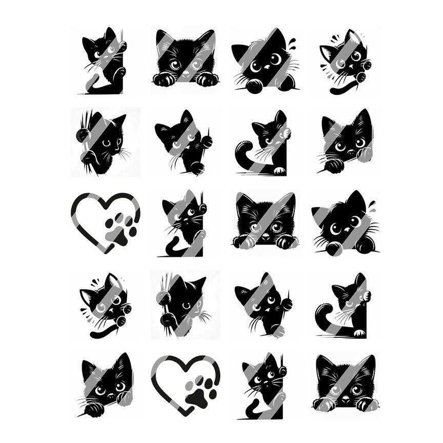 Black Cat Peekin Nail Art Decals - Waterslide Nail Decals
