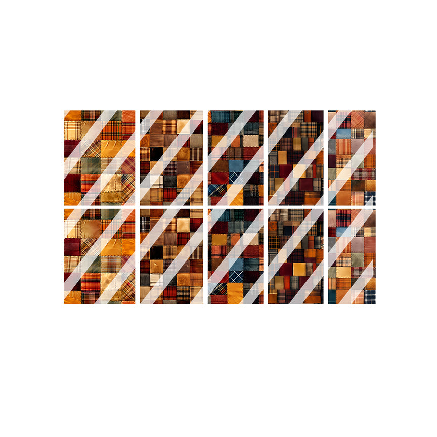 Autumn Patchwork Full Nail Art Decals - Waterslide Nail Decals