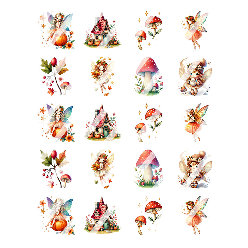 Cute Autumn Fairy Nail Art Decals - Waterslide Nail Decals